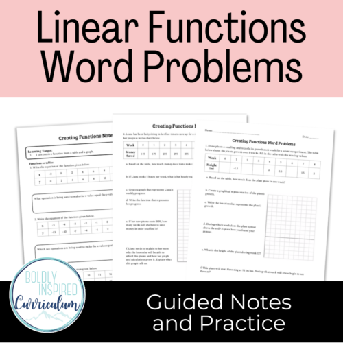 Linear Functions Guided Notes with Word Problems's featured image