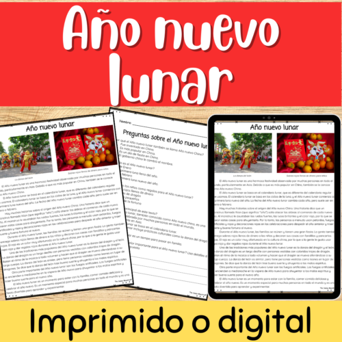 Lunar New Year Año nuevo lunar Spanish Reading Passage Print & Digital's featured image