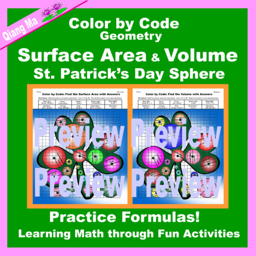 St. Patrick's Day Color by Code: Surface Area and Volume: Sphere's featured image