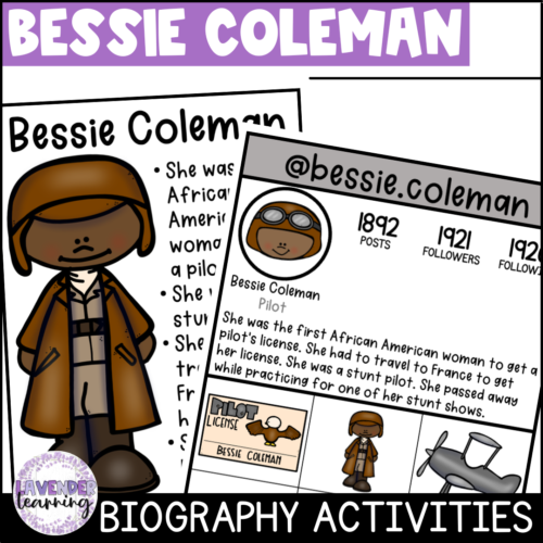 Bessie Coleman Biography Activities - Black History Month - Womens History Month's featured image