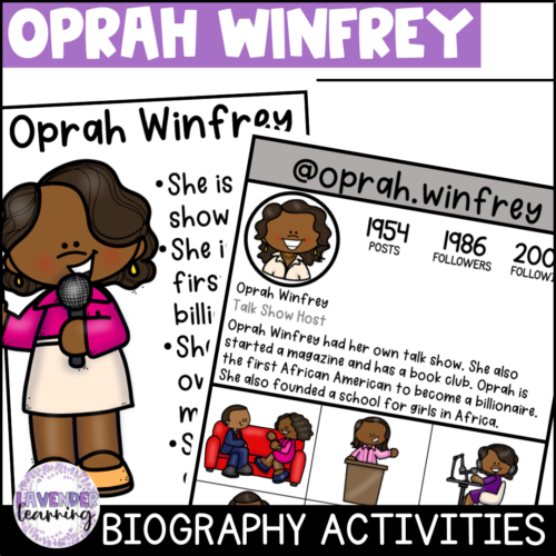 Oprah Winfrey Biography Activities for Kindergarten, 1st Grade, and 2nd Grade's featured image