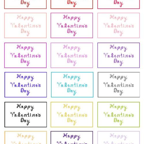Happy Valentine's Day 18 Captions Tags Printable Red Purple Neutral Fabric Font for cards and papercrafts's featured image