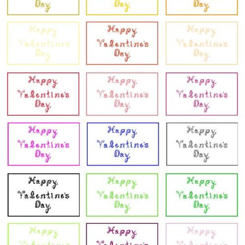 Happy Valentine's Day 18 Captions Tags Printable Multi Colors Fabric Font for cards and papercrafts's featured image