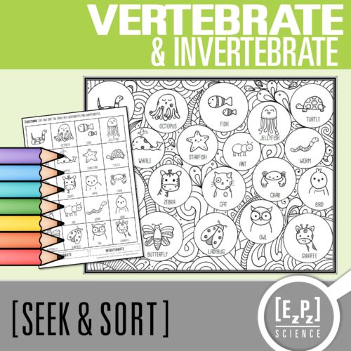 Vertebrate and Invertebrate Card Sort Activity | Seek and Sort Science Doodle's featured image