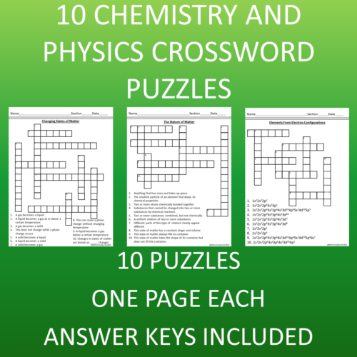 10 Chemistry, General Science, and Physical Science Crossword Puzzles's featured image