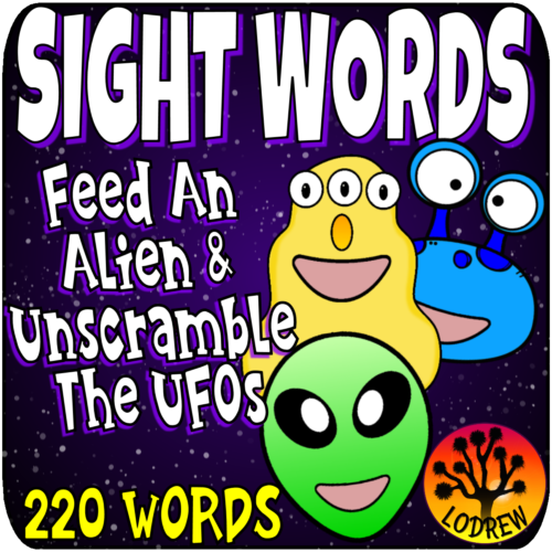 Sight Word Centers Outer Space Centers Activities 220 Words UFO Feed The Alien's featured image