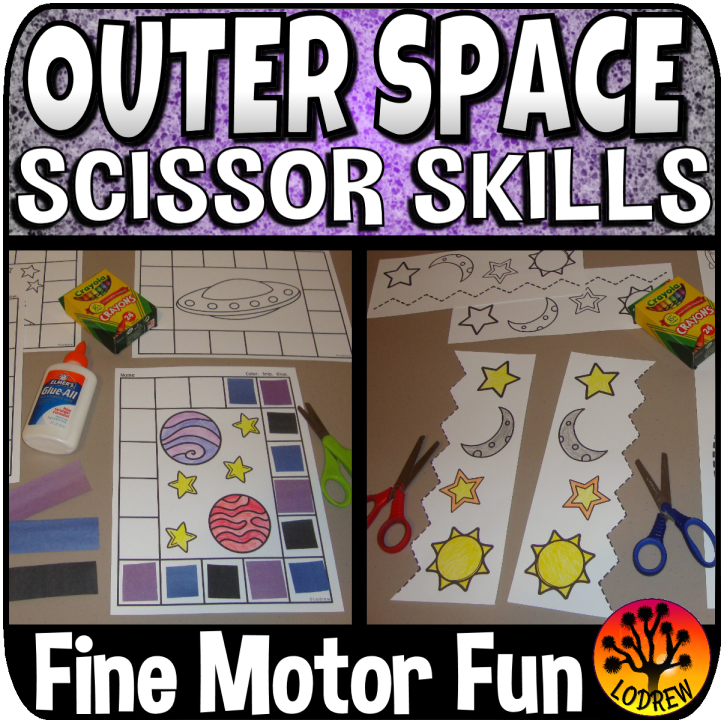Scissor Skills Outer Space Centers Cut and Paste No Prep Fine Motor Cutting Practice
