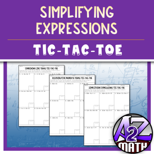 Simplifying Expressions Activity Tic Tac Toe Worksheets's featured image