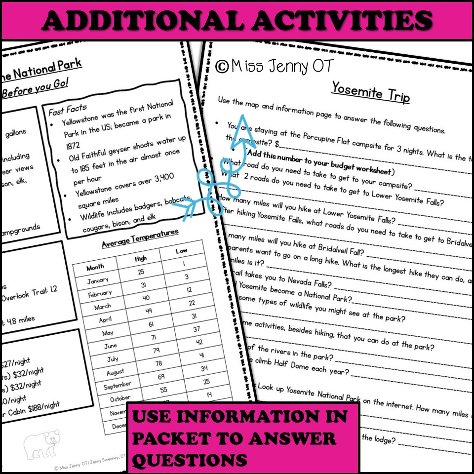 Executive Functioning Activities for Teens Plan a Trip Worksheets ...