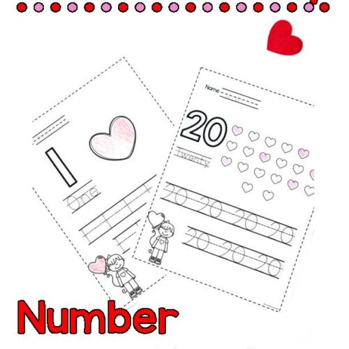 Valentine’s Day Number Tracing |Kindergarten Math Worksheets Counting Practice's featured image