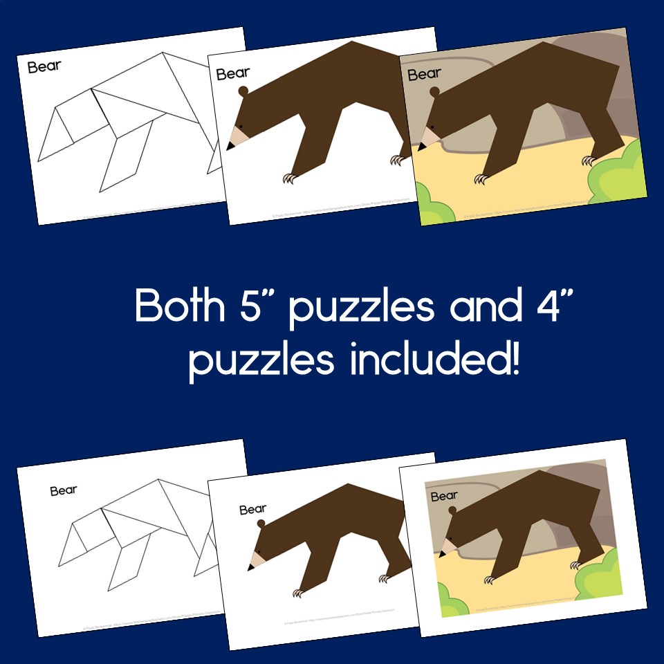 Zoo Animal Tangram Puzzles 2D Shapes Math Center - Classful