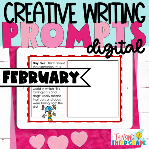 Creative Writing Prompts for February | DIGITAL Task Cards | Literacy Centers's featured image