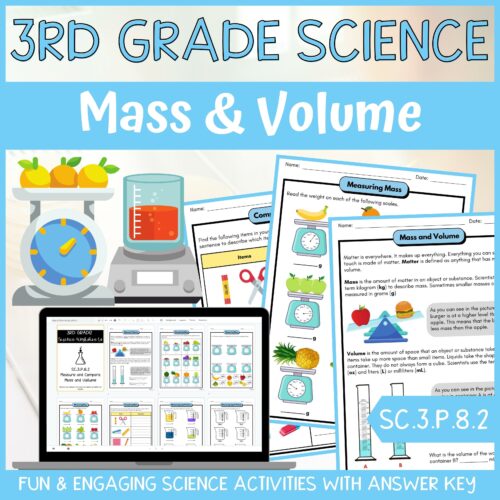 Mass and Volume Activity & Answer Key 3rd Grade Physical Science's featured image