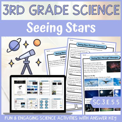 Stars and Telescopes Activity & Answer Key 3rd Grade Earth & Space Science's featured image
