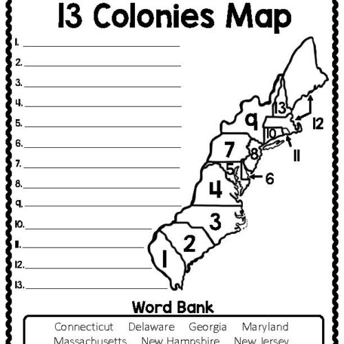 13 Colonies Map Quiz 13 Colonies Map Worksheet Blank 13 Colonies Map And 13 Colonies Test