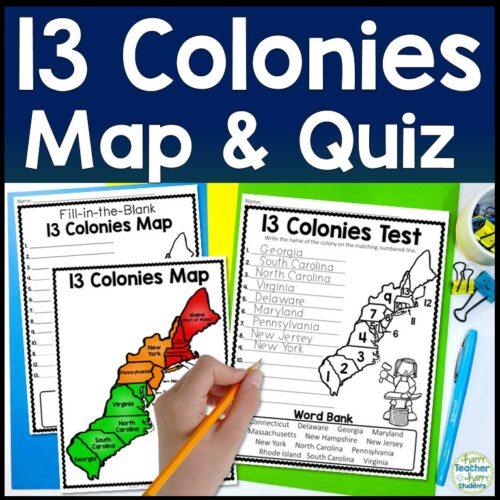 13 Colonies Map Quiz, 13 Colonies Map Worksheet, Blank 13 Colonies Map & 13 Colonies Test, Homeschool History, Thirteen's featured image