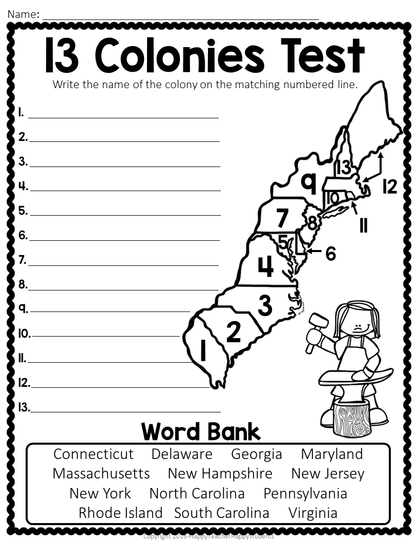 13 english colonies map quiz