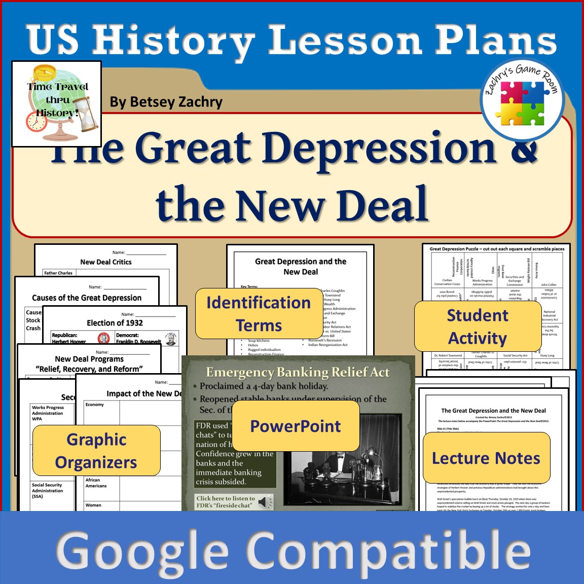 Great Depression and the New Deal Unit Plans - PowerPoint - Graphic Organizers - Lecture Notes