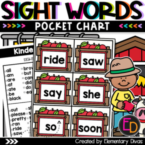 Back to School Kindergarten Pocket Chart Sight Words | Apples's featured image