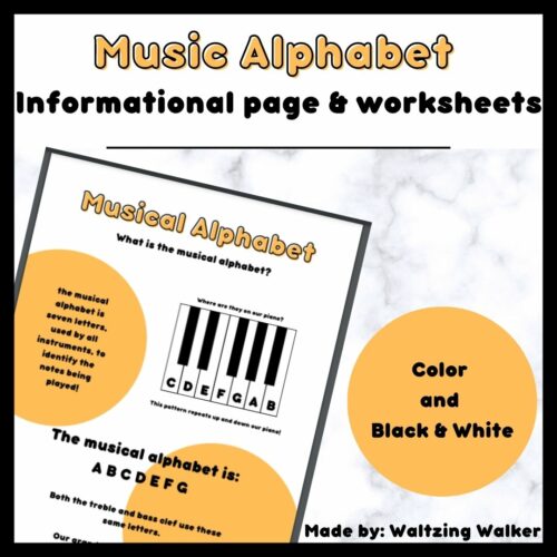 Musical Alphabet Information Page & Worksheets's featured image