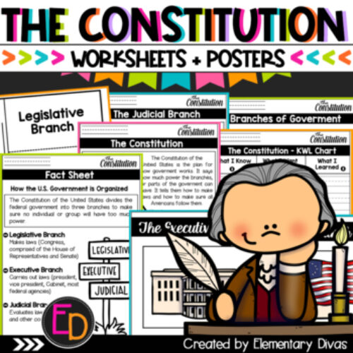 The US Constitution Readings Comprehension and Posters (1st Grade)'s featured image