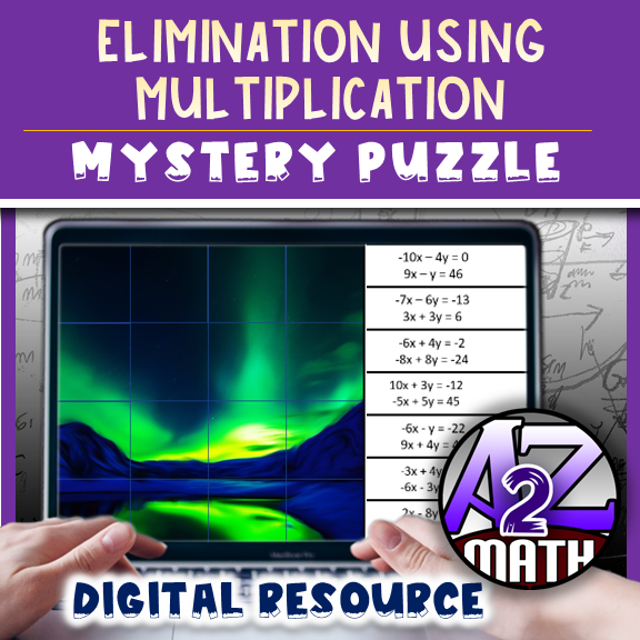 Solving Systems of Equations by Elimination Using Multiplication Activity Digital Pixel Art