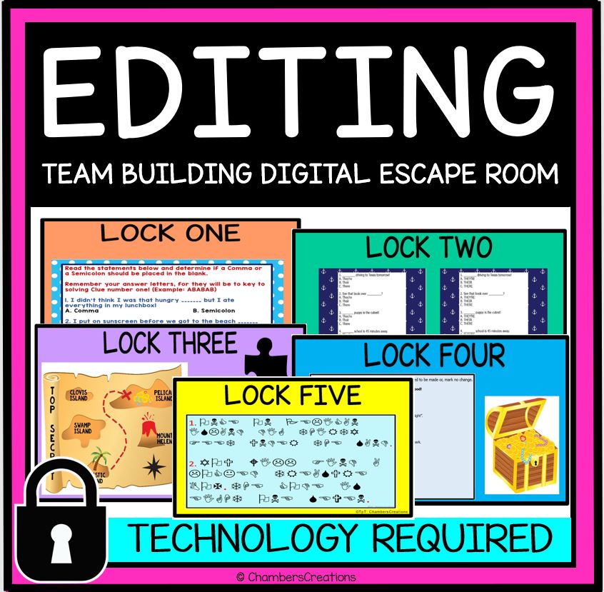 Editing and Grammar digital escape room STAAR test prep breakout game