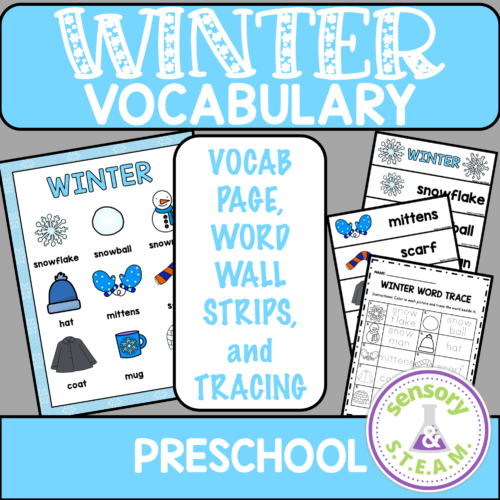 WINTER VOCABULARY PAGE FREEBIE word wall pocket charts tracing sheet vocab's featured image