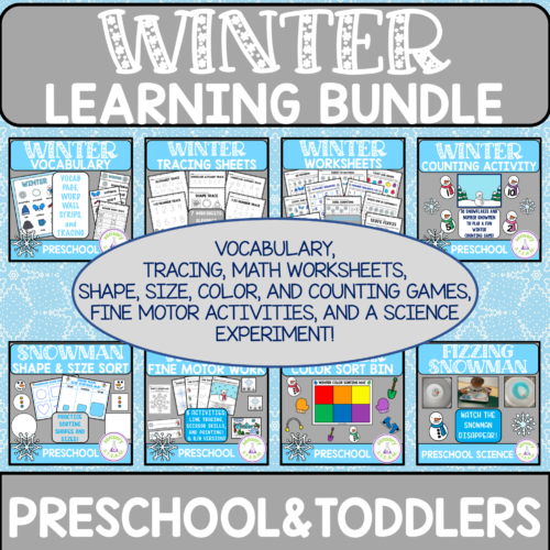 Winter Math Science and Literary Activity Worksheet BUNDLE for Preschool, PreK's featured image