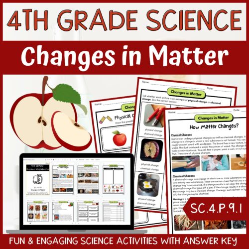 Changes in Matter Activity & Answer Key 4th Grade Physical Science's featured image