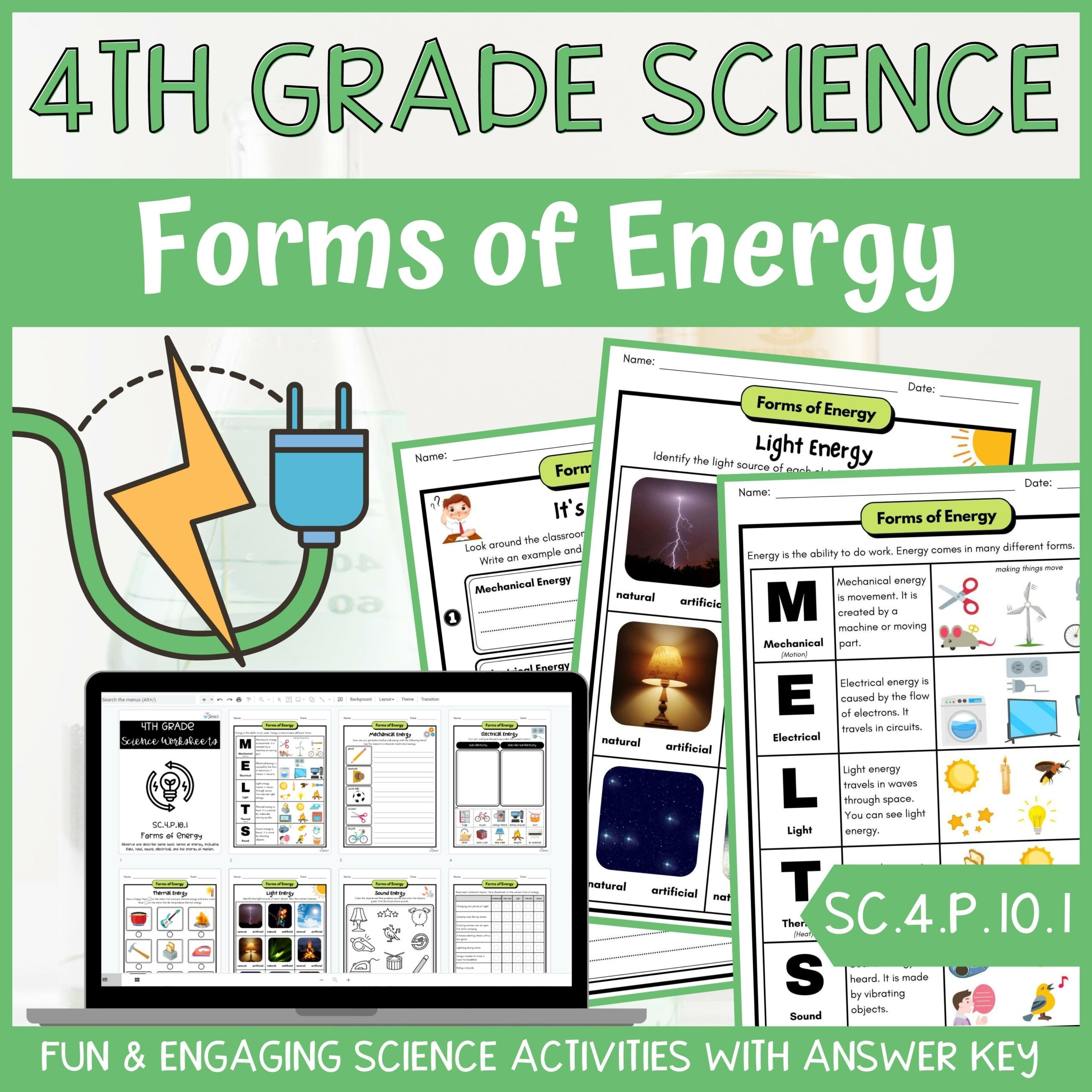 Forms of Energy 4th Grade Physical Science ACTIVITIES + ANSWER KEY