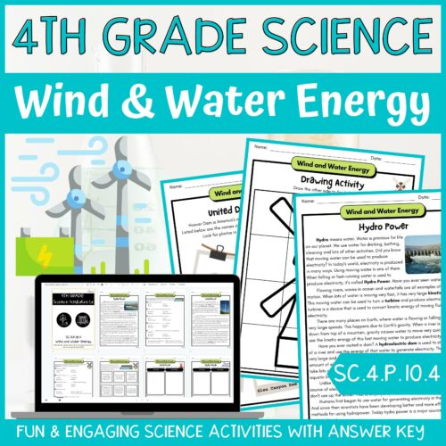 Wind and Water Energy Activity & Answer Key 4th Grade Physical Science's featured image