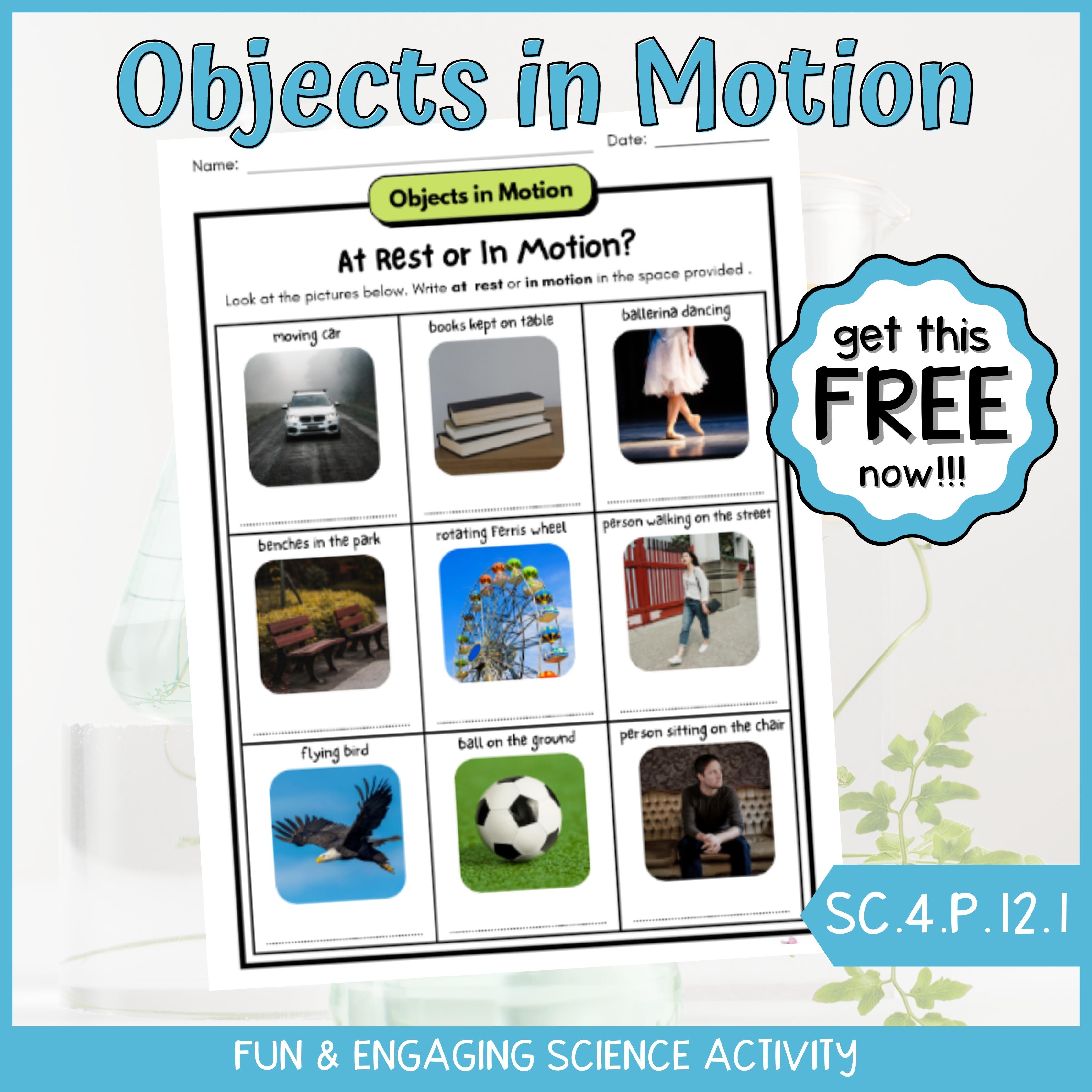 FREE Motion of Objects Physical Science Activity - Classful