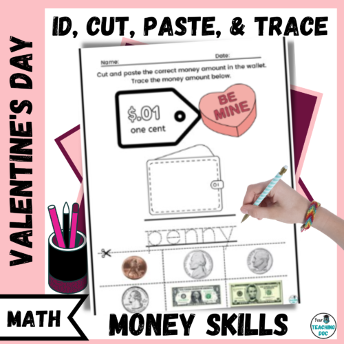 Valentine's Day Identify and Count Money Math Life Skill Worksheets's featured image