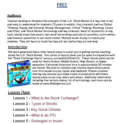 Stock Market Lesson Plans - FREE's featured image