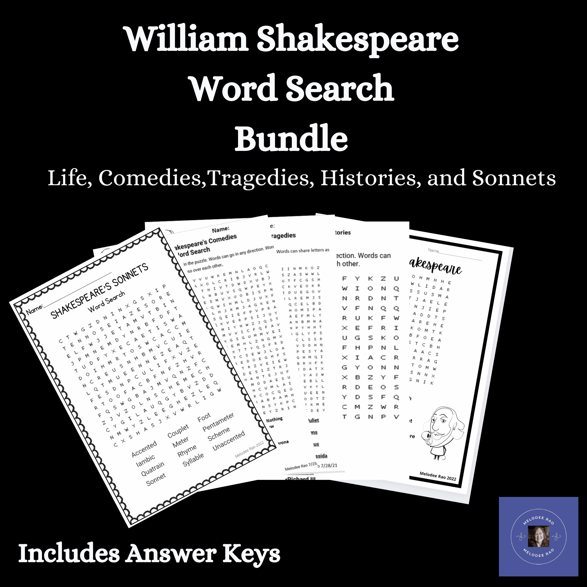 William Shakespeare Word Search Bundle