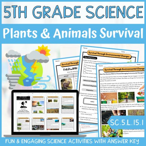 Plant and Animal Survival Activity & Answer Key 5th Grade Life Science's featured image