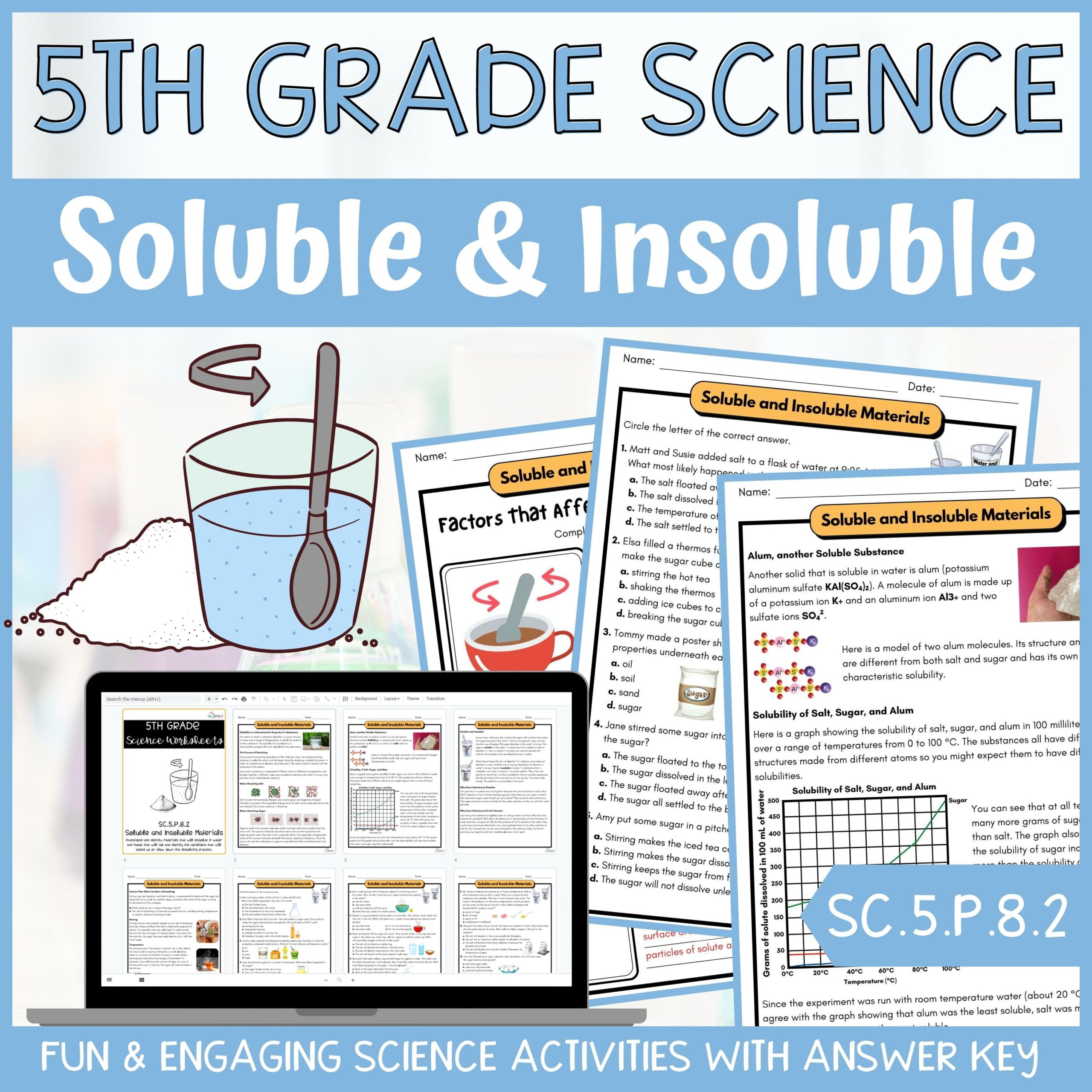 Soluble and Insoluble 5th Grade Physical Science Activities & Answer