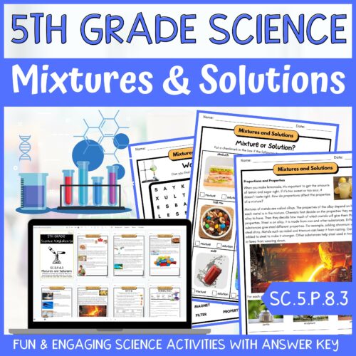 Mixtures and Solutions Activity & Answer Key 5th Grade Physical Science's featured image