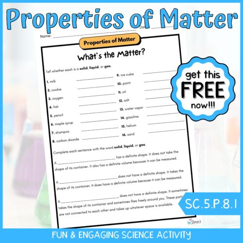FREE What's the Matter Physical Science Activity's featured image
