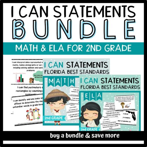 Florida BEST Standards: 2nd Grade MATH & ELA I Can Statements - BUNDLE's featured image