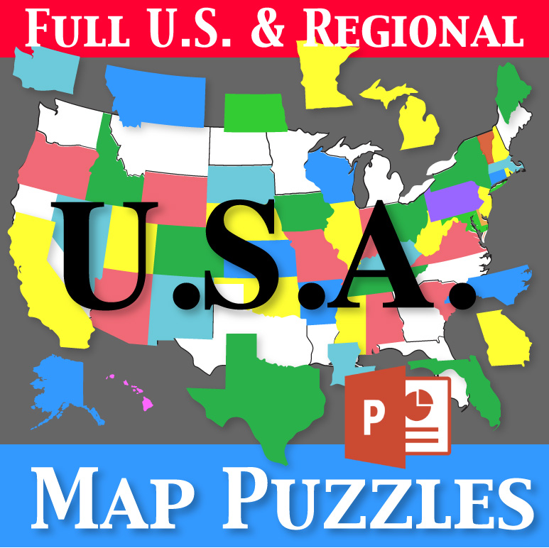 Usa Map Puzzles Regions States Capitals And Abbreviations Powerpoint -  Classful
