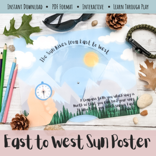 Sunrise Sunset East to West Busy Book Activity Page - Sun, Outer Space, Time, Homeschool Unit Study Printable's featured image