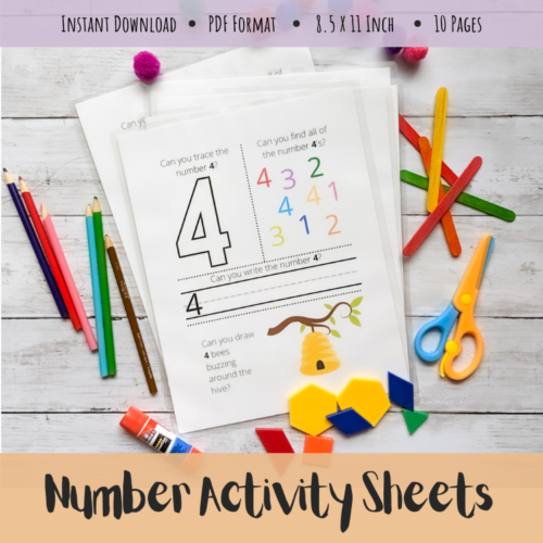 Number Worksheets - Tracing, Writing, Number Recognition, Counting, Math, Preschool, Homeschool Learning Activity's featured image
