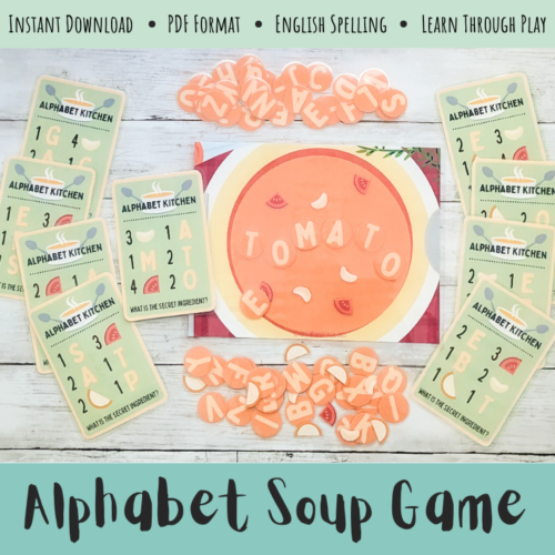 Alphabet Soup Game Activity - Counting, Spelling, Food, Following Directions, Problem Solving, Homeschool Speech's featured image