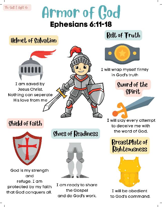 Armor of God Activity Sheet, Bible Worksheet, Biblical Curriculum