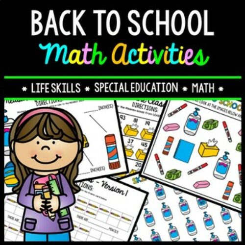 Back to School Math - Special Education - Life Skills - Print and Go Worksheets's featured image