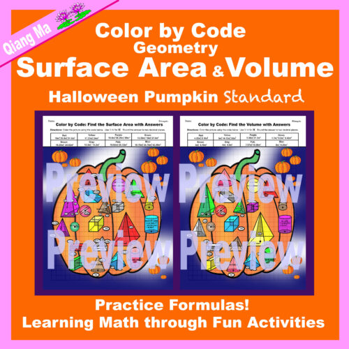 Halloween Color by Code: Surface Area and Volume Standard: Pumpkin's featured image