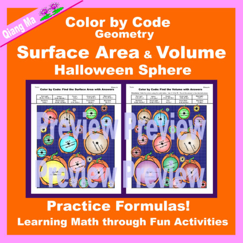 Halloween Color by Code: Surface Area and Volume: Sphere's featured image