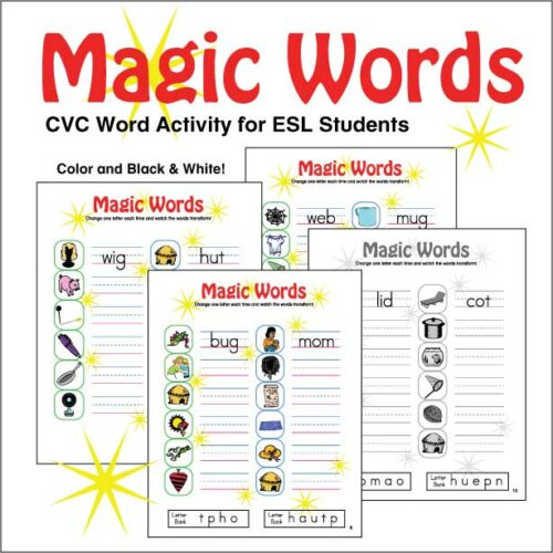 CVC Word Magic Worksheets ESL ELL Newcomer's featured image